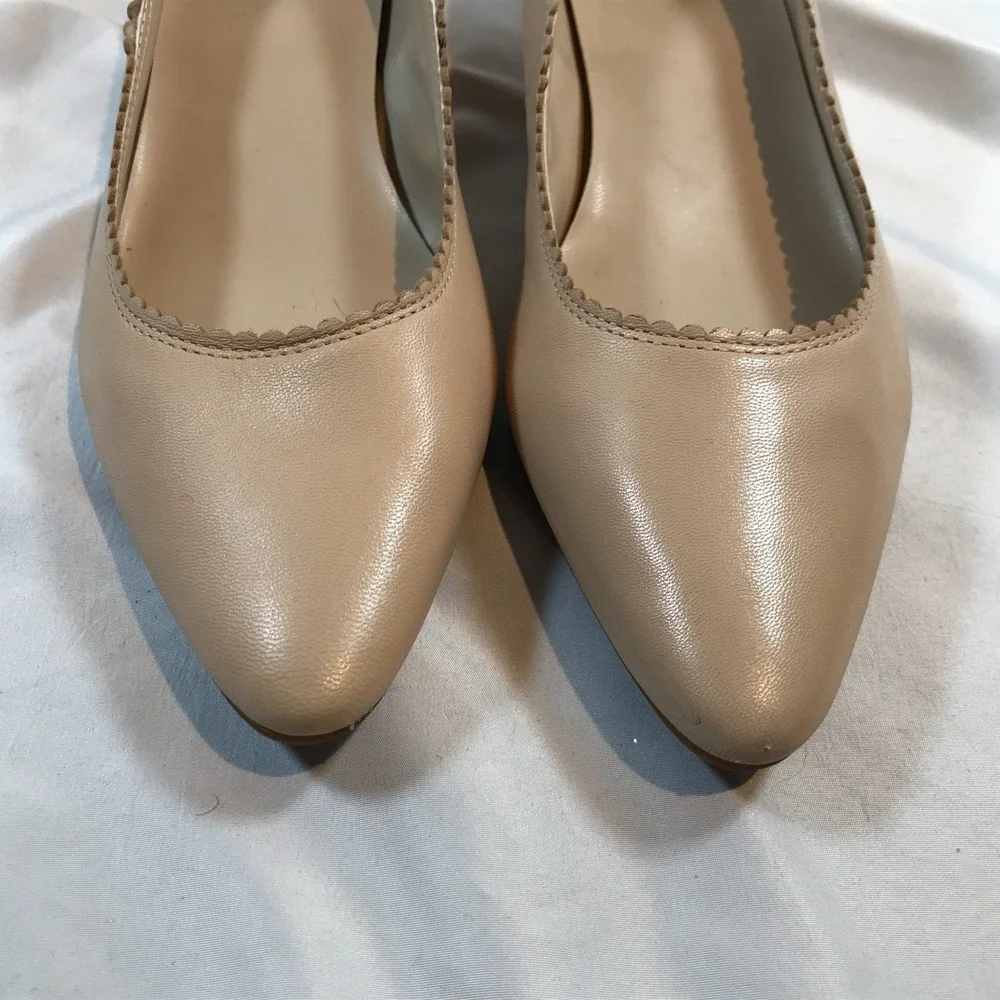 Lauren Ralph Lauren Beige Block Heel‎ Leather Slip On Heels Womens US 10M EU 40